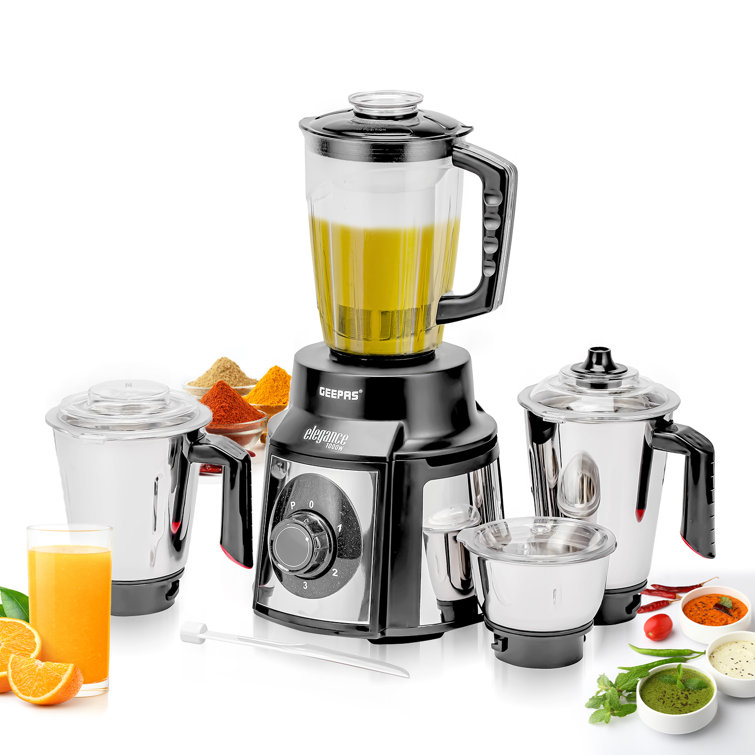 Geepas 1000W 5In1 Mixer Grinder, 3 Stainless Steel Jars, 1.5L Wet Jar